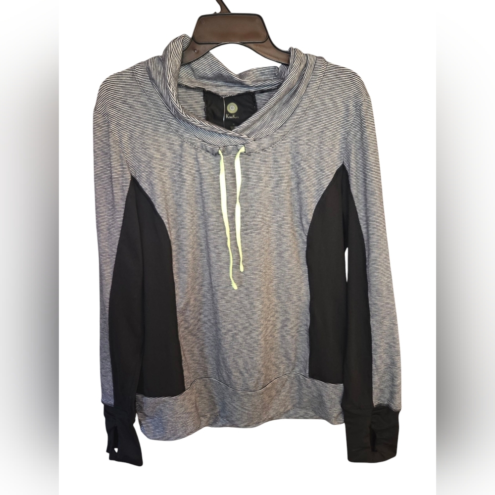Kiwi Kate NWT Cowlneck Striped Pullover with Black Panels